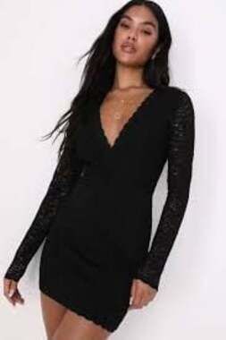 Lulus Iconic Upgrade Black Lace Long Sleeve Backless Mini Dress